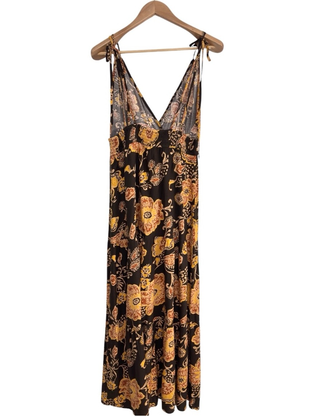 New Patrons of Peace Thalia Maxi Dress Small Brown Floral Boho Strap Sleeveless - Picture 7 of 12